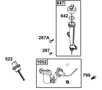 Lubrication Group Diagram and Parts List for 130G37-0129-H5 100000 - 19Z999 Briggs and Stratton Engine